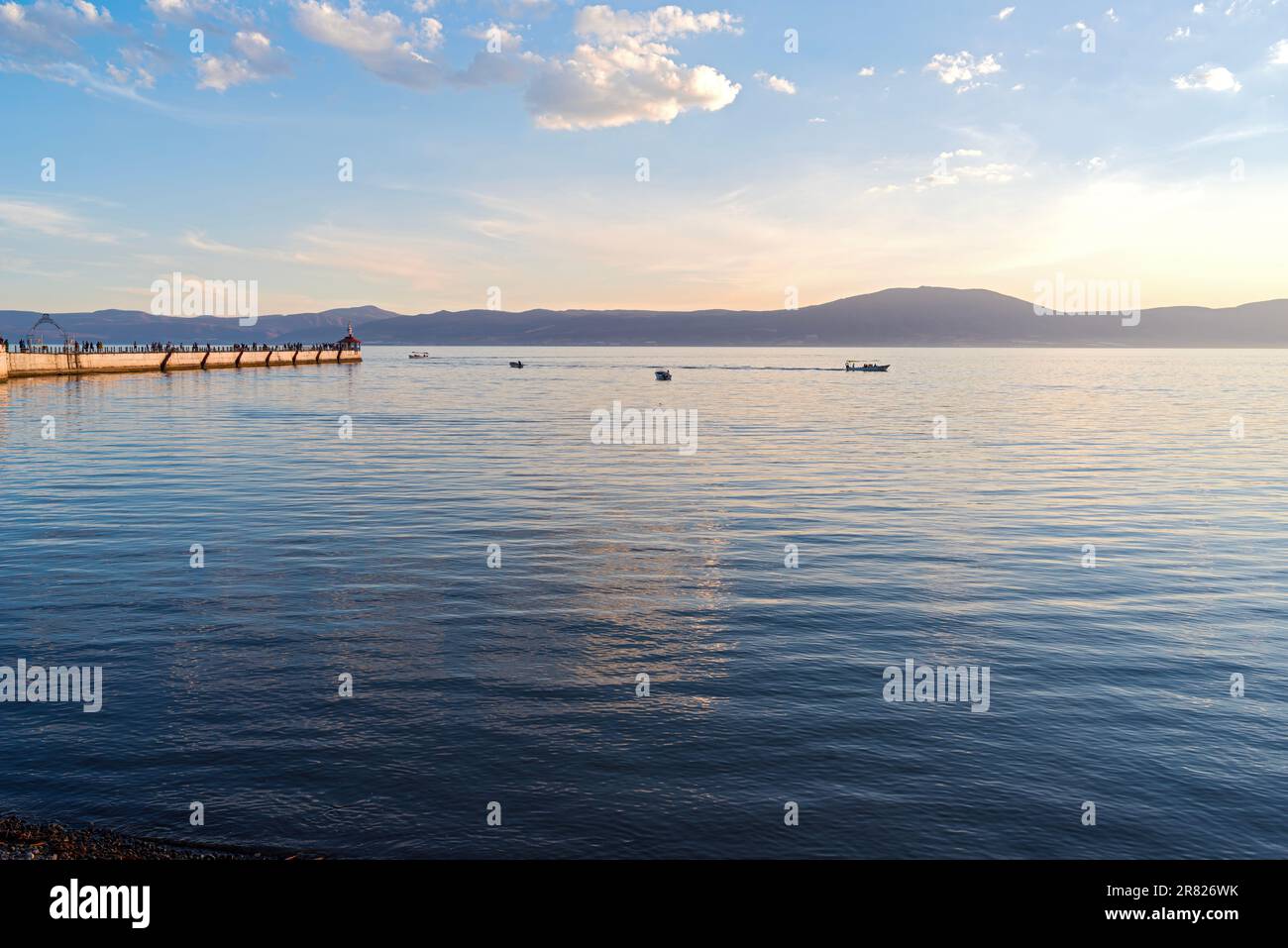 Chapala, JALISCO/MEXICO - March 4, 2023: Walkers along pier viewing ...