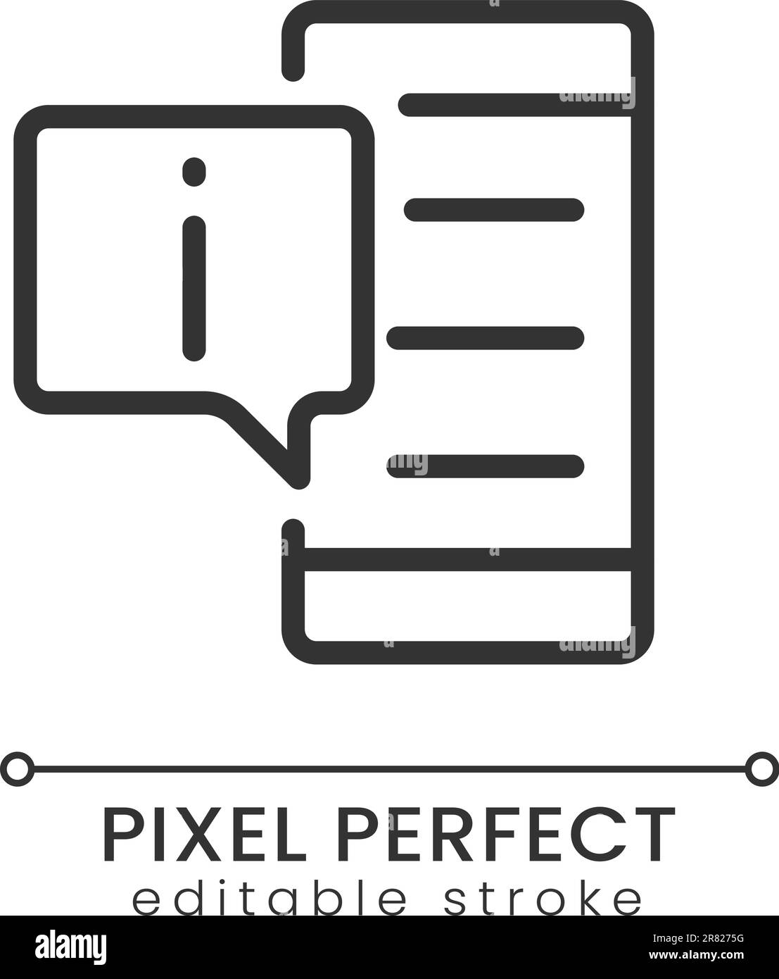 Get info from phone pixel perfect linear icon Stock Vector