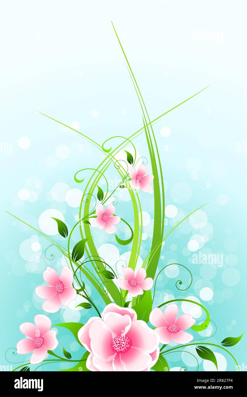 Abstract Background with flowers and leaves for your design Stock ...