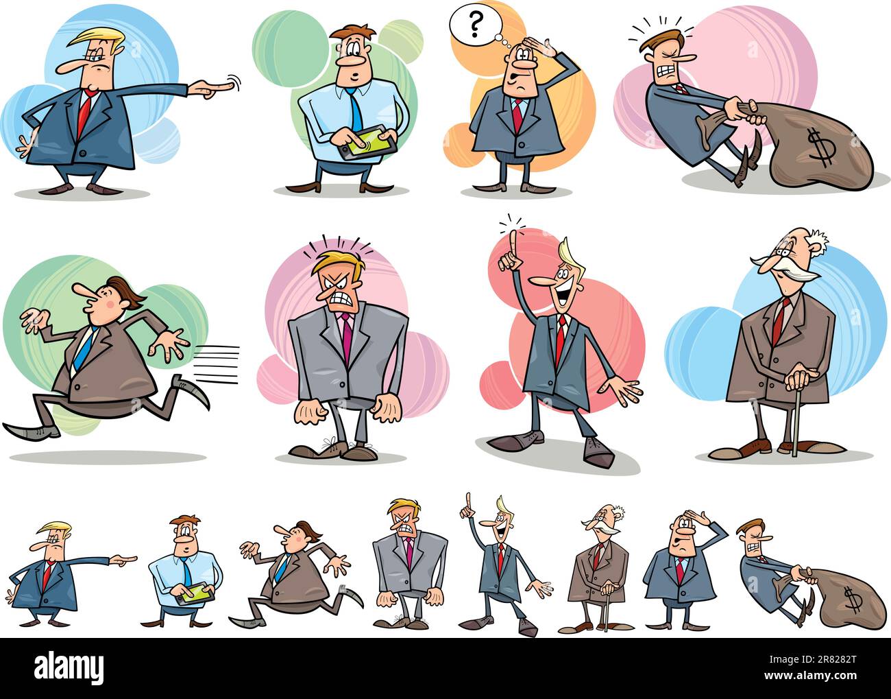 cartoon illustration of funny businessmen in different situations Stock Vector