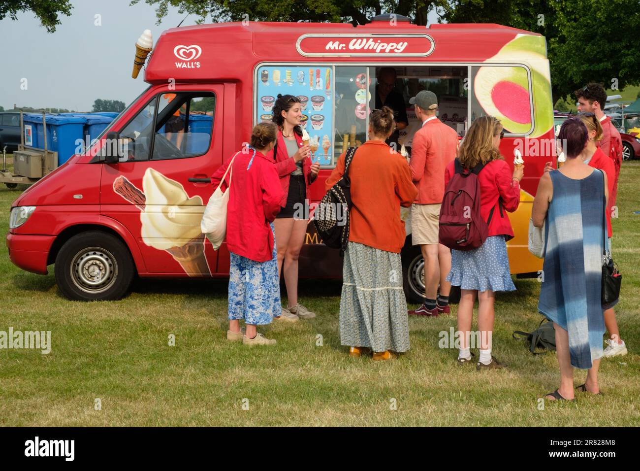 Queuing up for an ice-cream at Henley Women's Regatta 2023, Henley-on-Thames Stock Photo