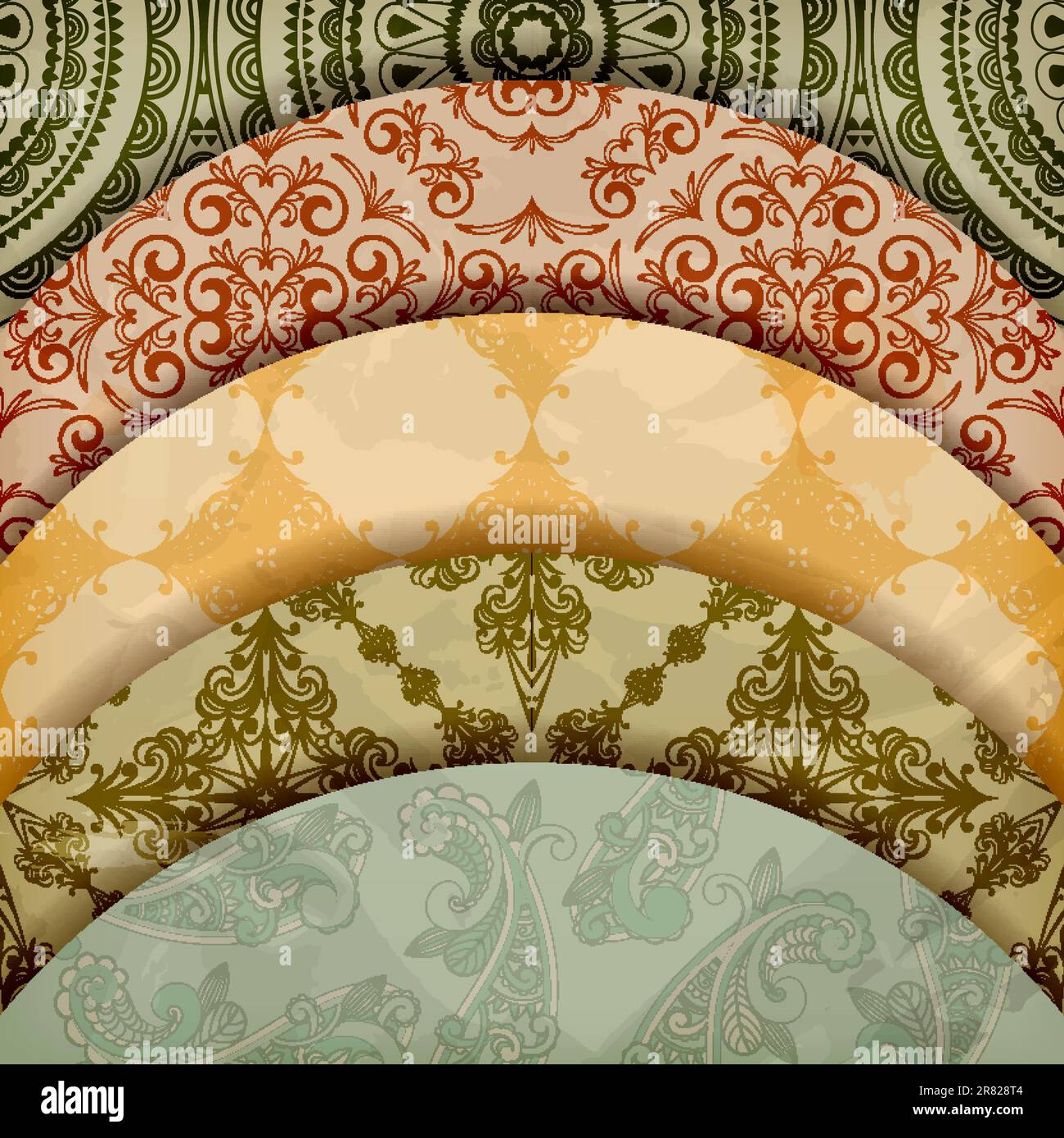 vector floral patterns, vintage retro style, gradient mesh, eps 10 Stock Vector