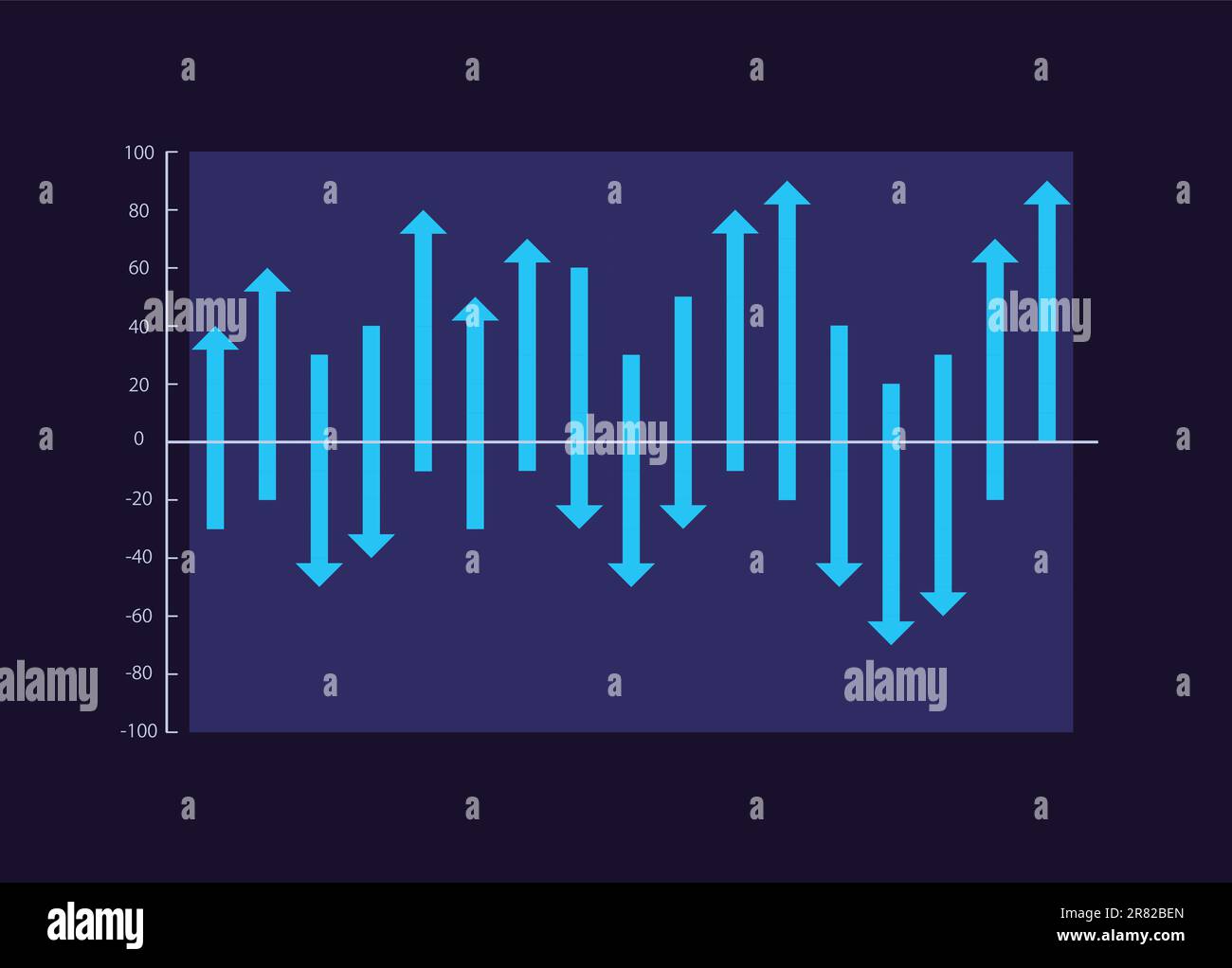 Waterfall arrows infographic chart design template for dark theme Stock ...