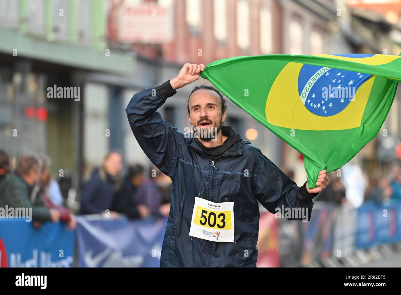 Tromso, Norway. 17th June, 2023. Midnight Sun Marathon in Tromso, Norway.  Credit: Vit Javorik/Alamy Live News Stock Photo - Alamy