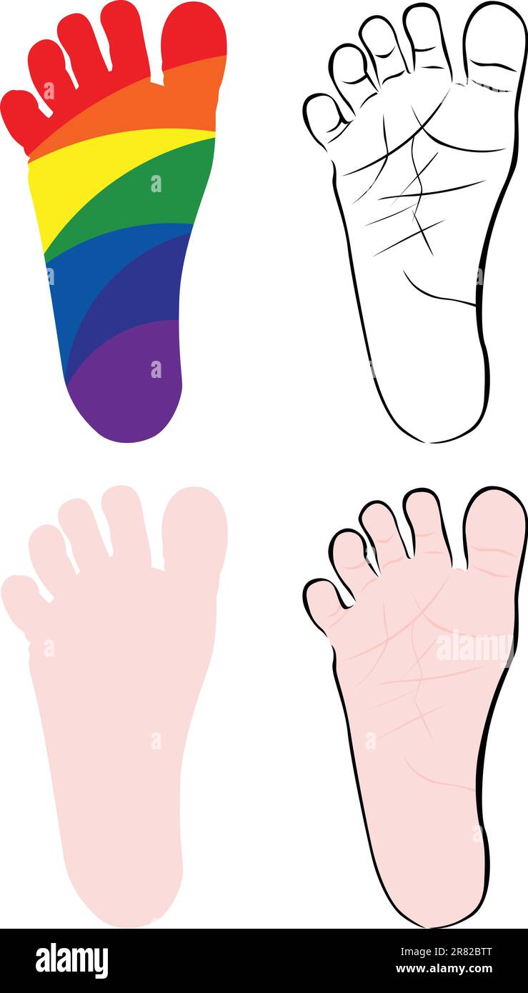 baby feet vector illustrations in brush strokes Stock Vector