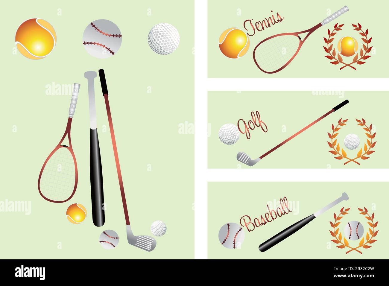 Tennis - golf - baselball  - banners with royal crests of every kind of sport: tennis, baseball and golf Stock Vector