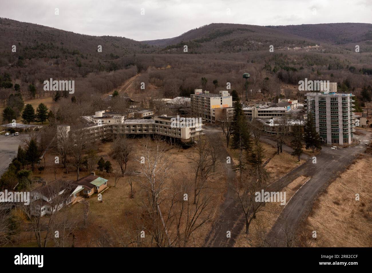 Wawarsing, New York Mar 27, 2022 Ruins of the Nevele Grande Hotel, a