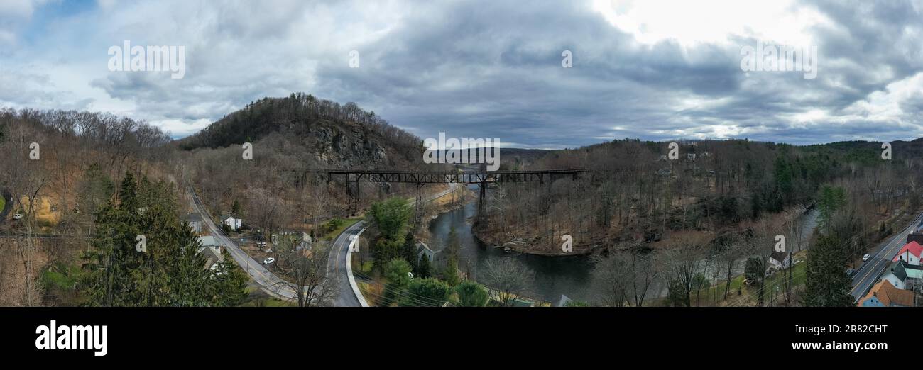 View of the Rosendale, NY Train Trestle from the Joppenbergh Mountain