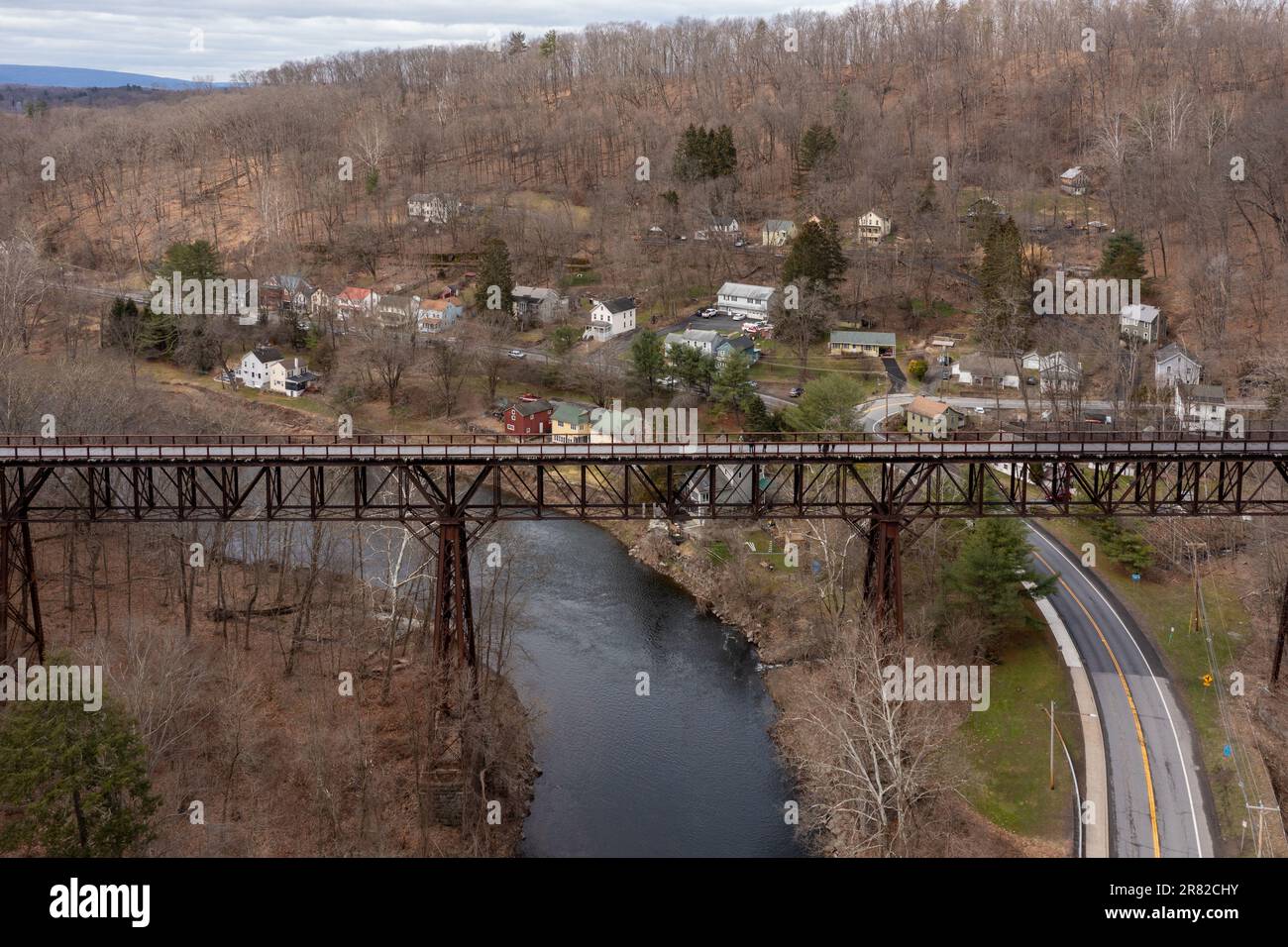 View of the Rosendale, NY Train Trestle from the Joppenbergh Mountain