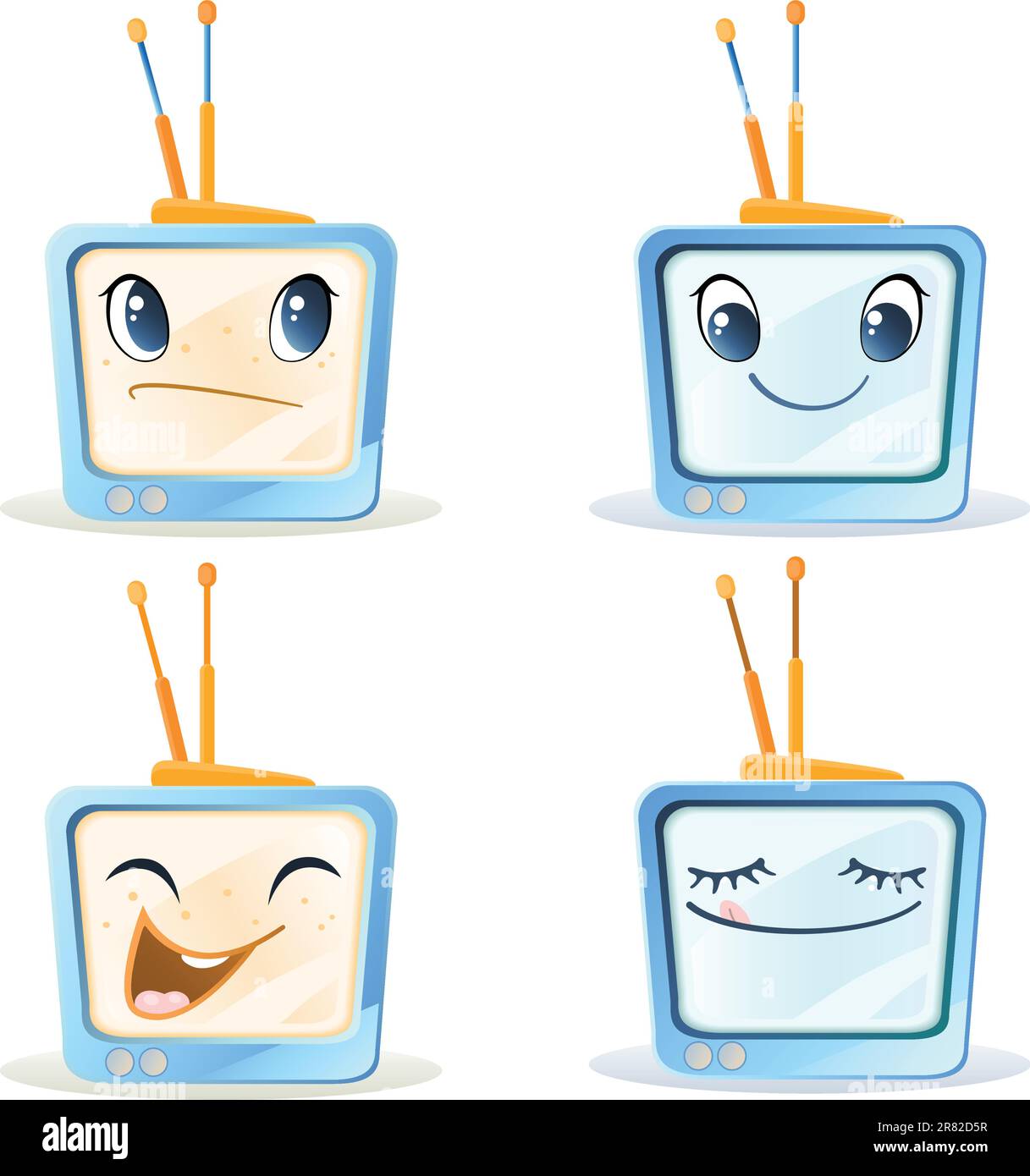 Vector illustration of a four funny tv Stock Vector