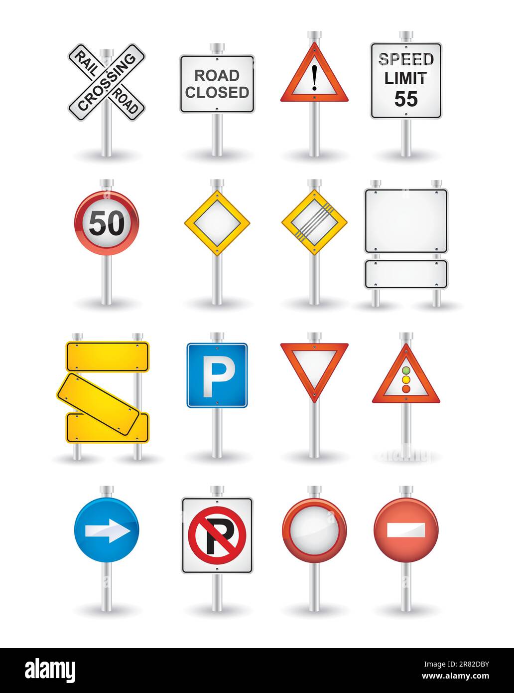 danger road signs set Stock Vector