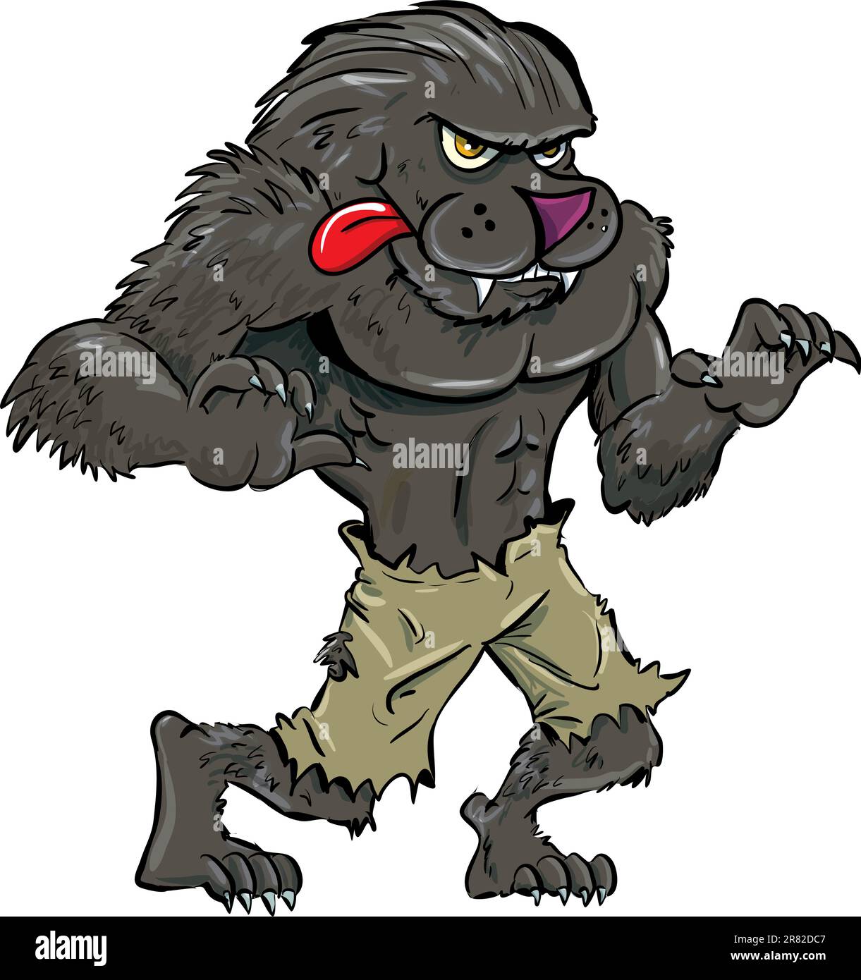 Cartoon werewolf with tongue. Isolated on white Stock Vector