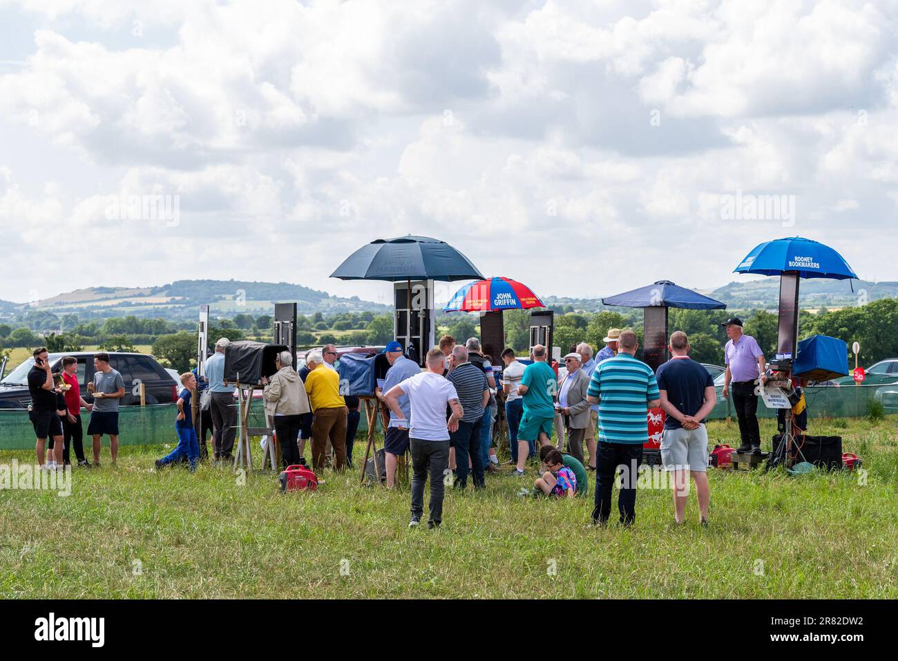 Vickerstown, Co. Laois, Ireland. 18th June, 2023. The Irish Harness Racing Association (IHRA) held the first ever race meeting in Vickerstown today. A 9 race card proved popular with a large crowd of spectators. The bookmakers did a roaring trade. Credit: AG News/Alamy Live News Stock Photo