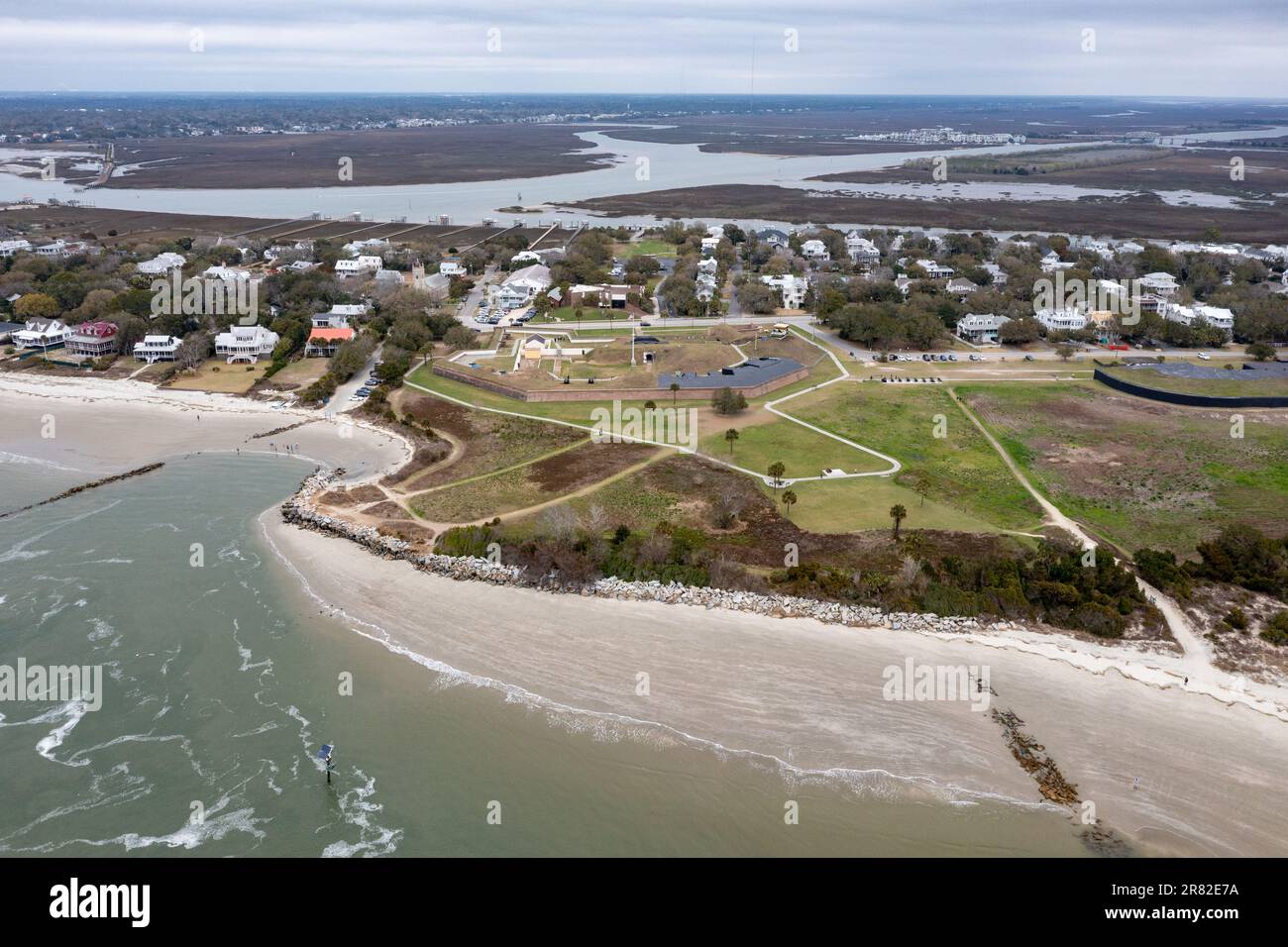 Aerial view of Fort Moultrie on Sullivan's island Charleston, South