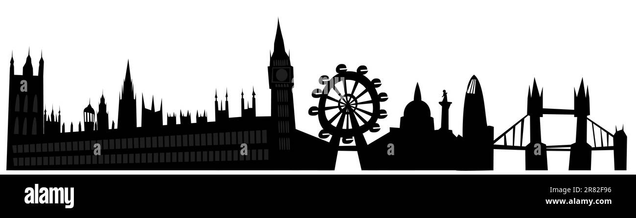 Illustration of the London skyline in grunge style. This file is vector, can be scaled to any size without loss of quality. Stock Vector