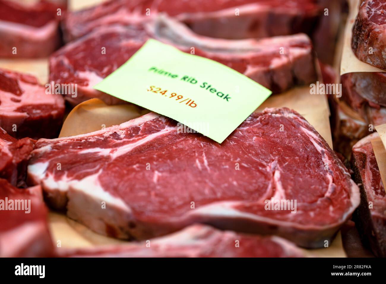 Meat Prices Canada, Prime Rib Steak Price Stock Photo