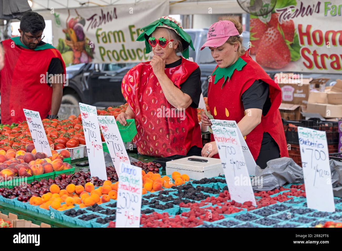 St. Jacobs Farmers Market Fruit and Vegetable Vendors, Ontario, Canada Stock Photo