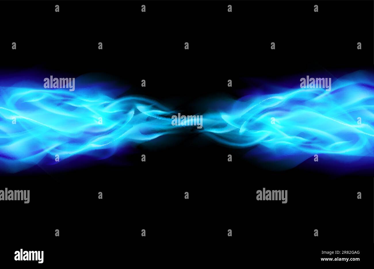Blue Flame in Space. Illustration on Black Stock Vector
