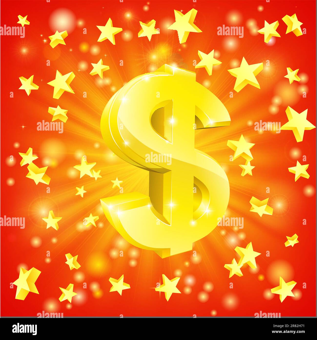 Exciting financial success concept with gold dollar sign flying out of