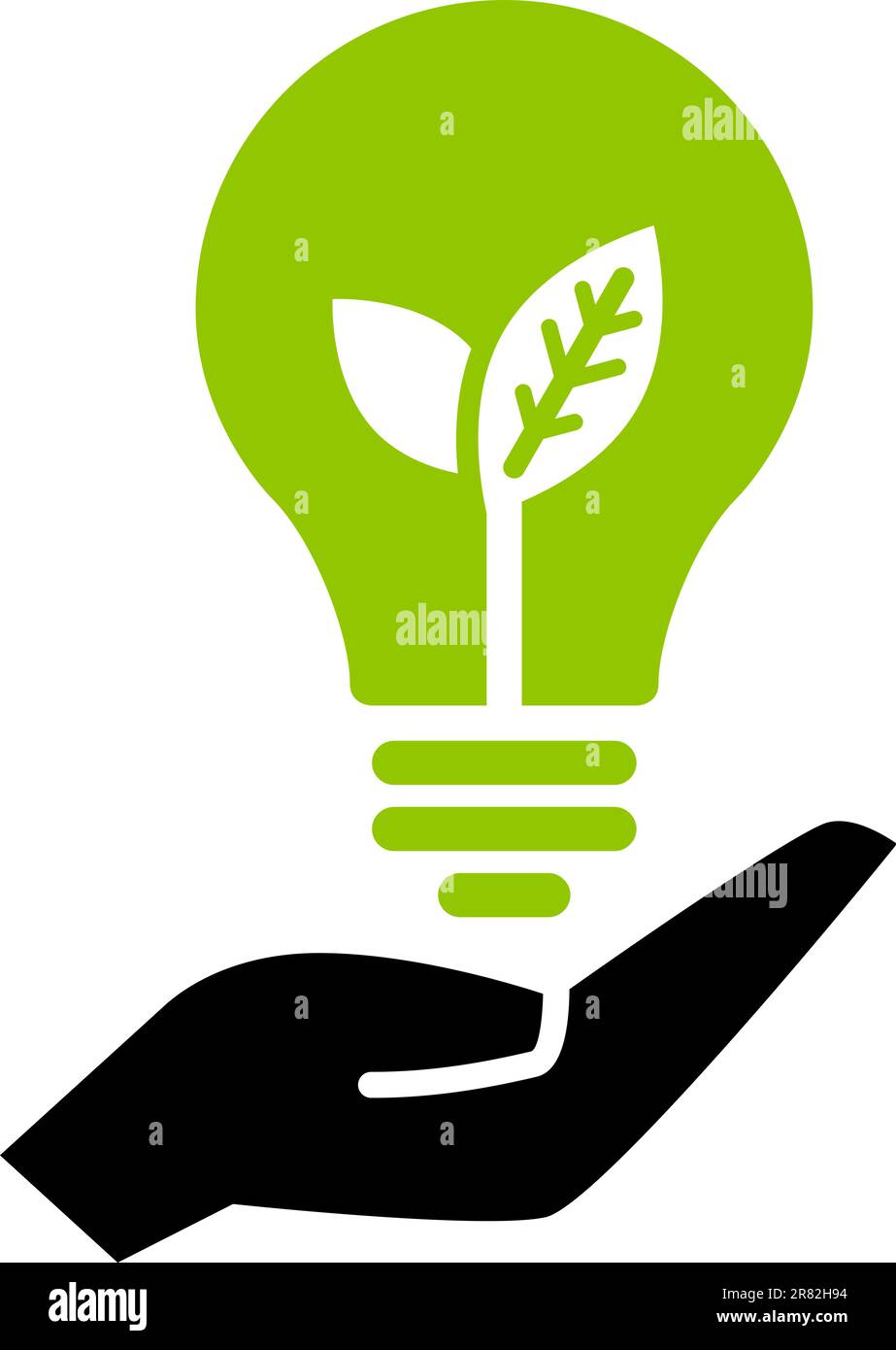 Hand holding green ecology light bulb, vector icon Stock Vector Image ...