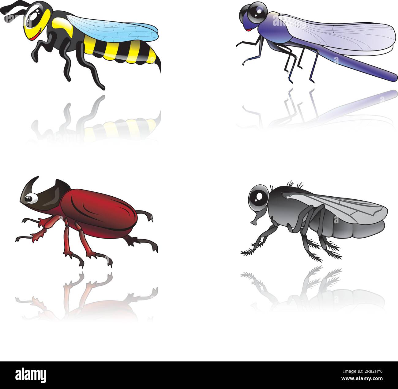 cute isolated illustration of funny babyish insects Stock Vector