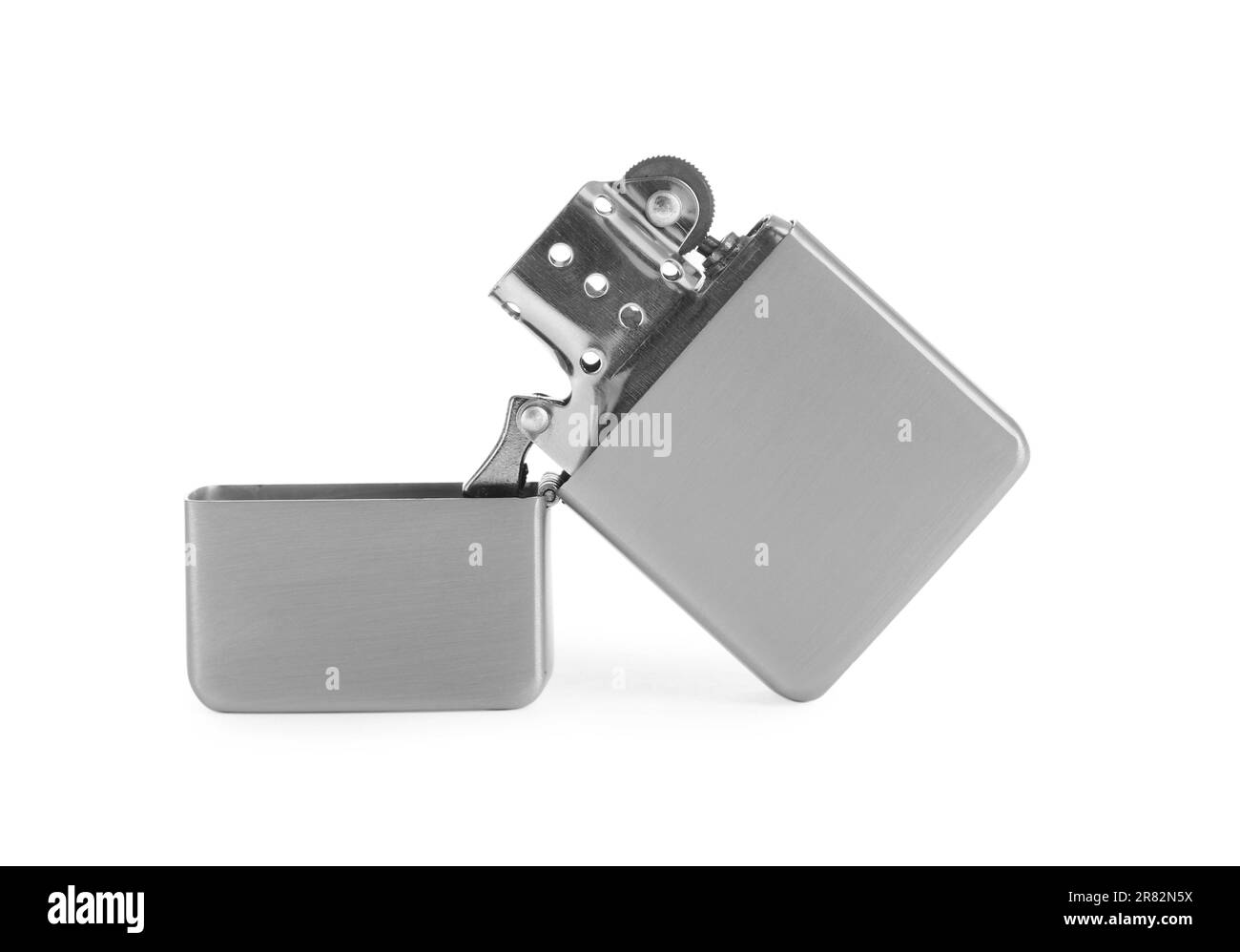 Gray metallic cigarette lighter isolated on white Stock Photo Alamy