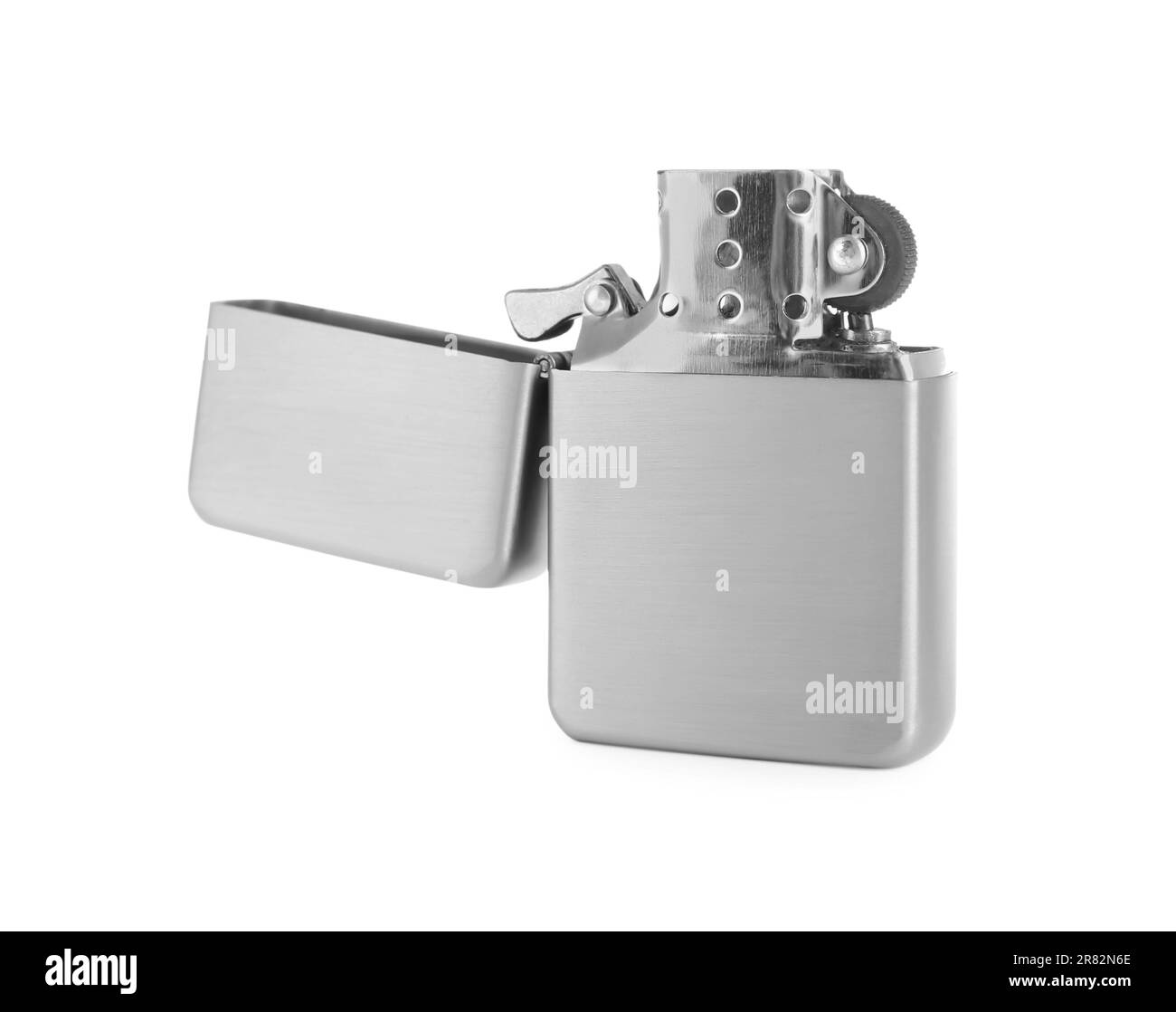 Gray metallic cigarette lighter isolated on white Stock Photo Alamy