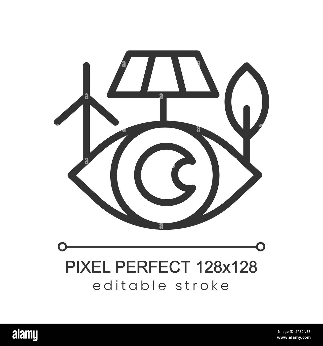 Control of power generation pixel perfect linear icon Stock Vector