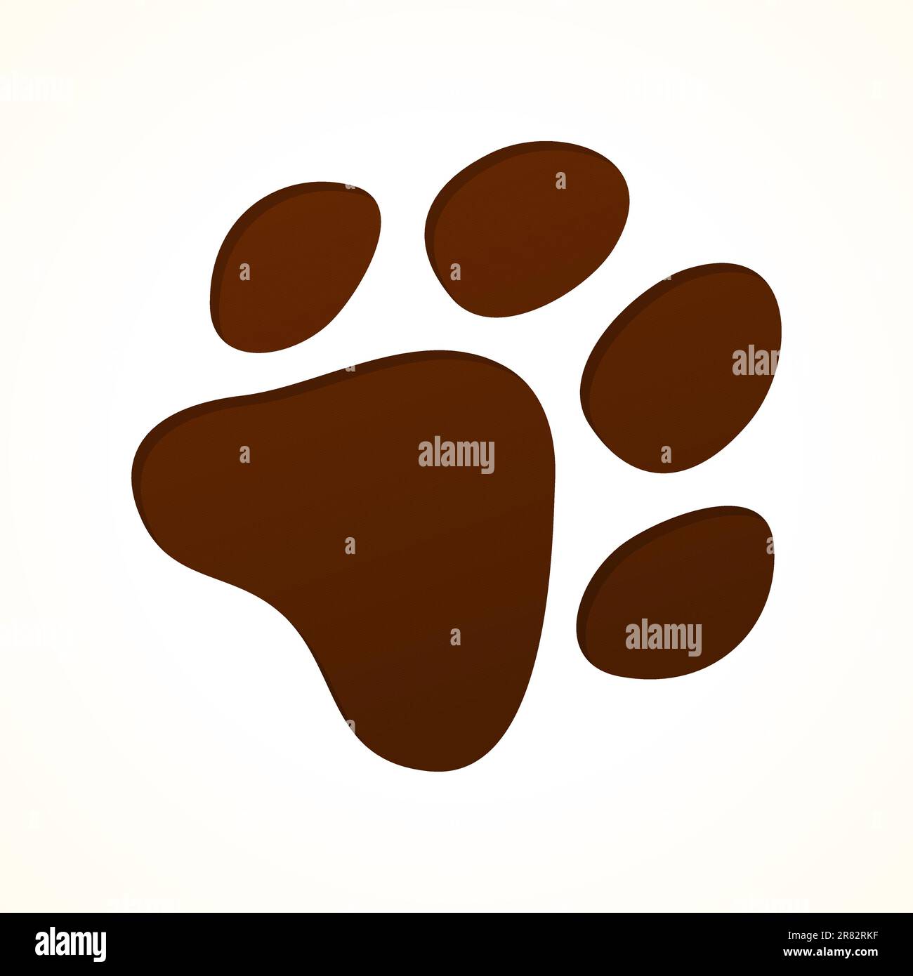 Illustration of puppy footprint in brown color on bright background