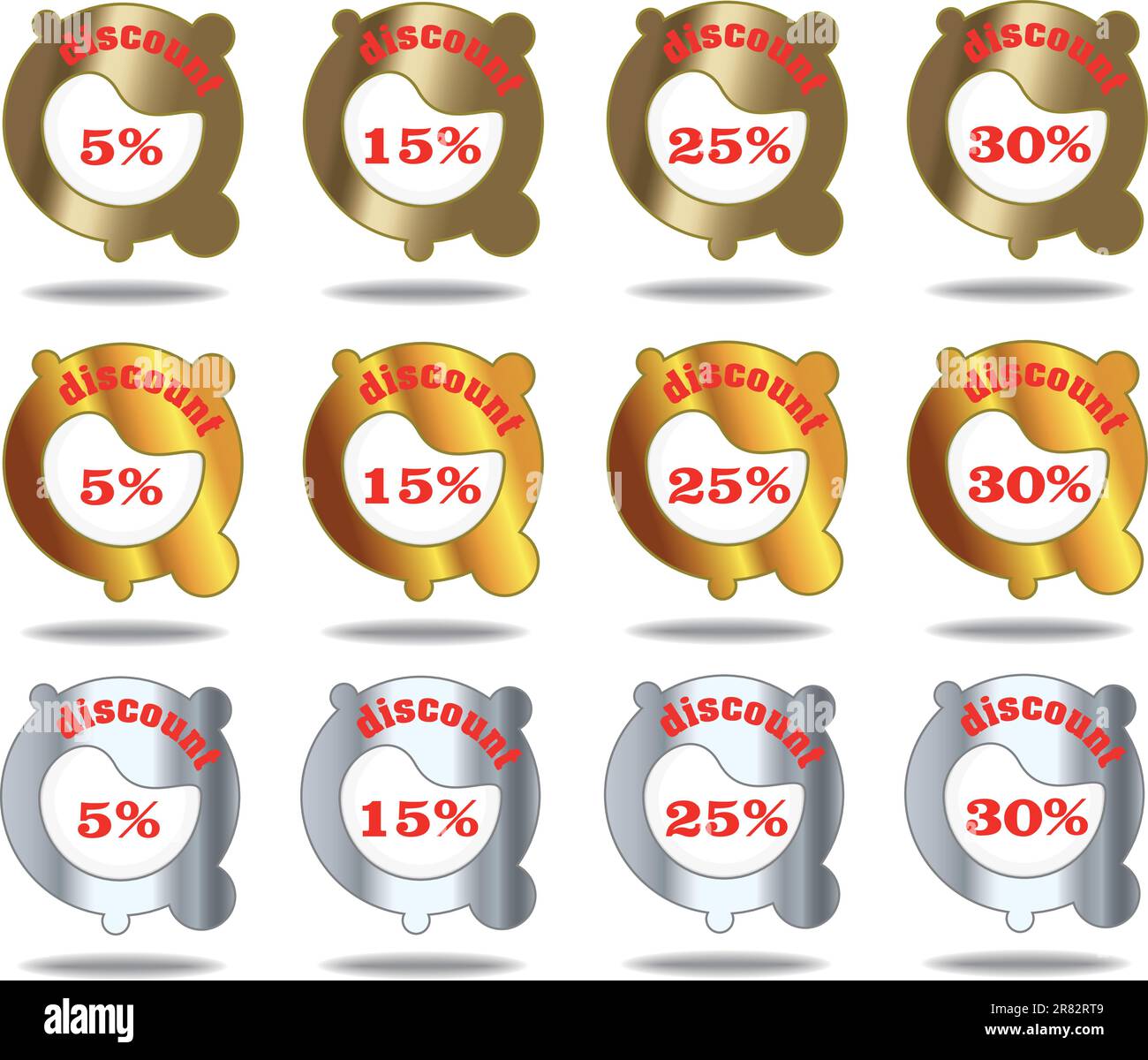 Unique three metallic type sale/discount label collection for