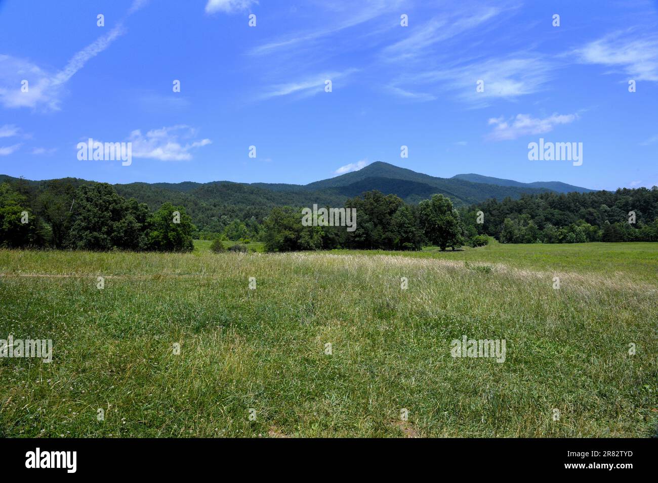 Cades Cove from the valley floor to the mountains Stock Photo Alamy