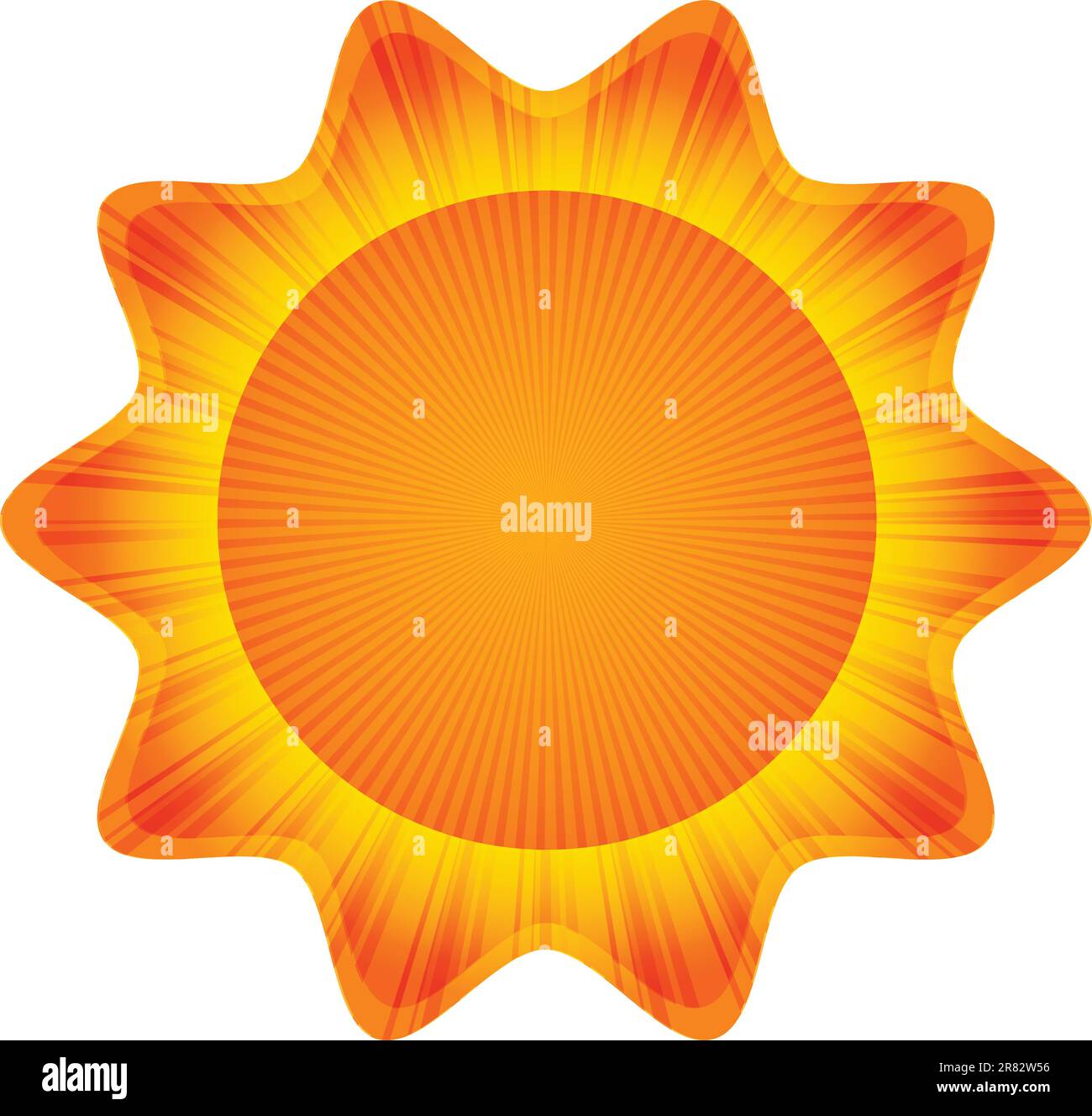 Red burning sun with rays isolated on white background. Vector ...
