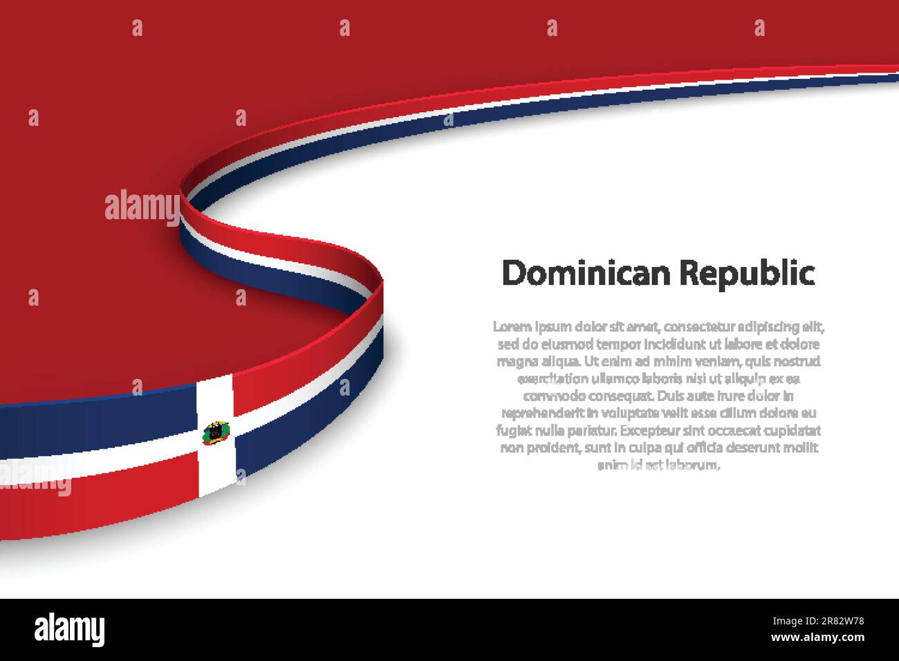 Wave flag of Dominican Republic with copyspace background. Banner or ...