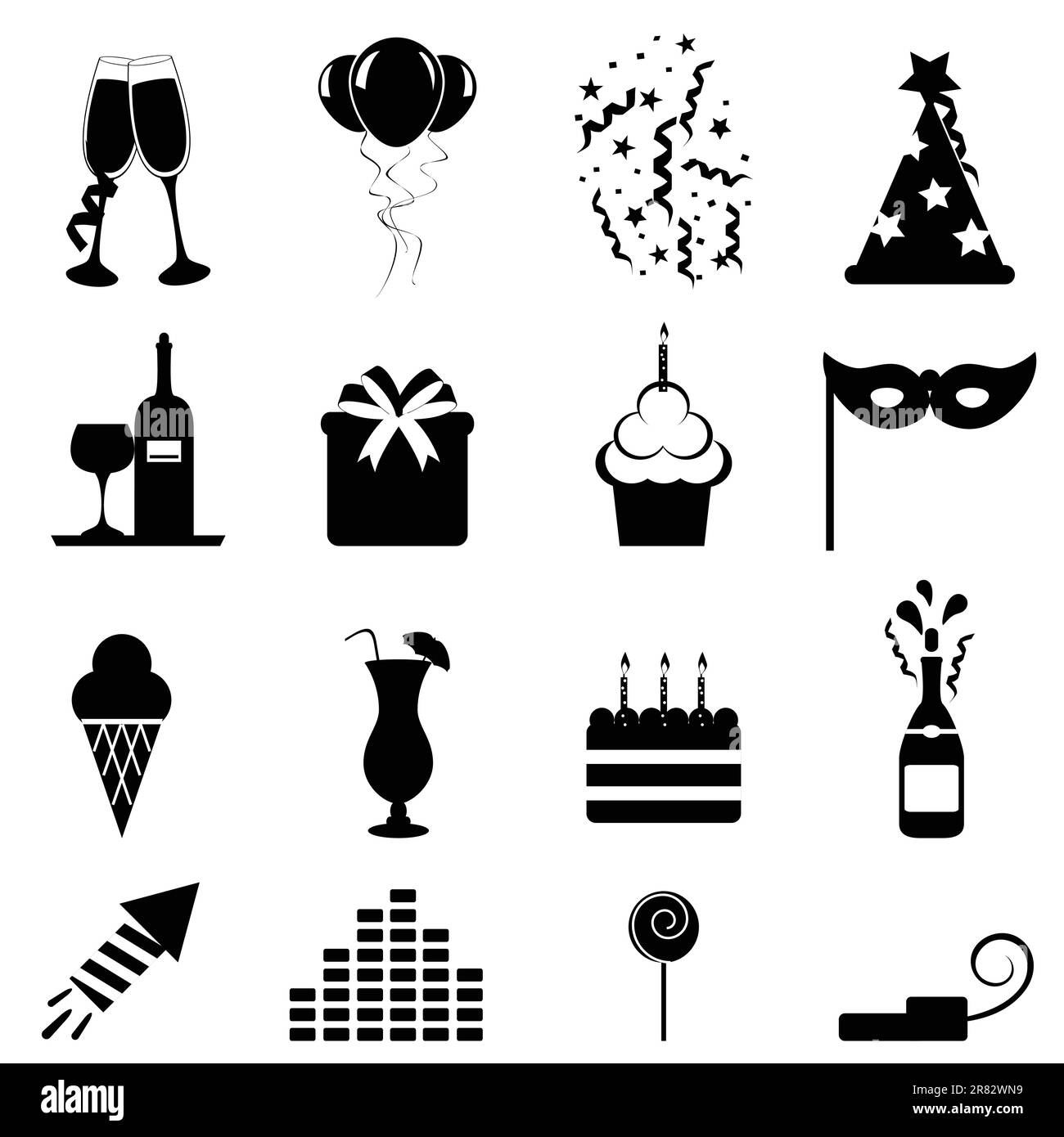 Party and celebration icon set Stock Vector