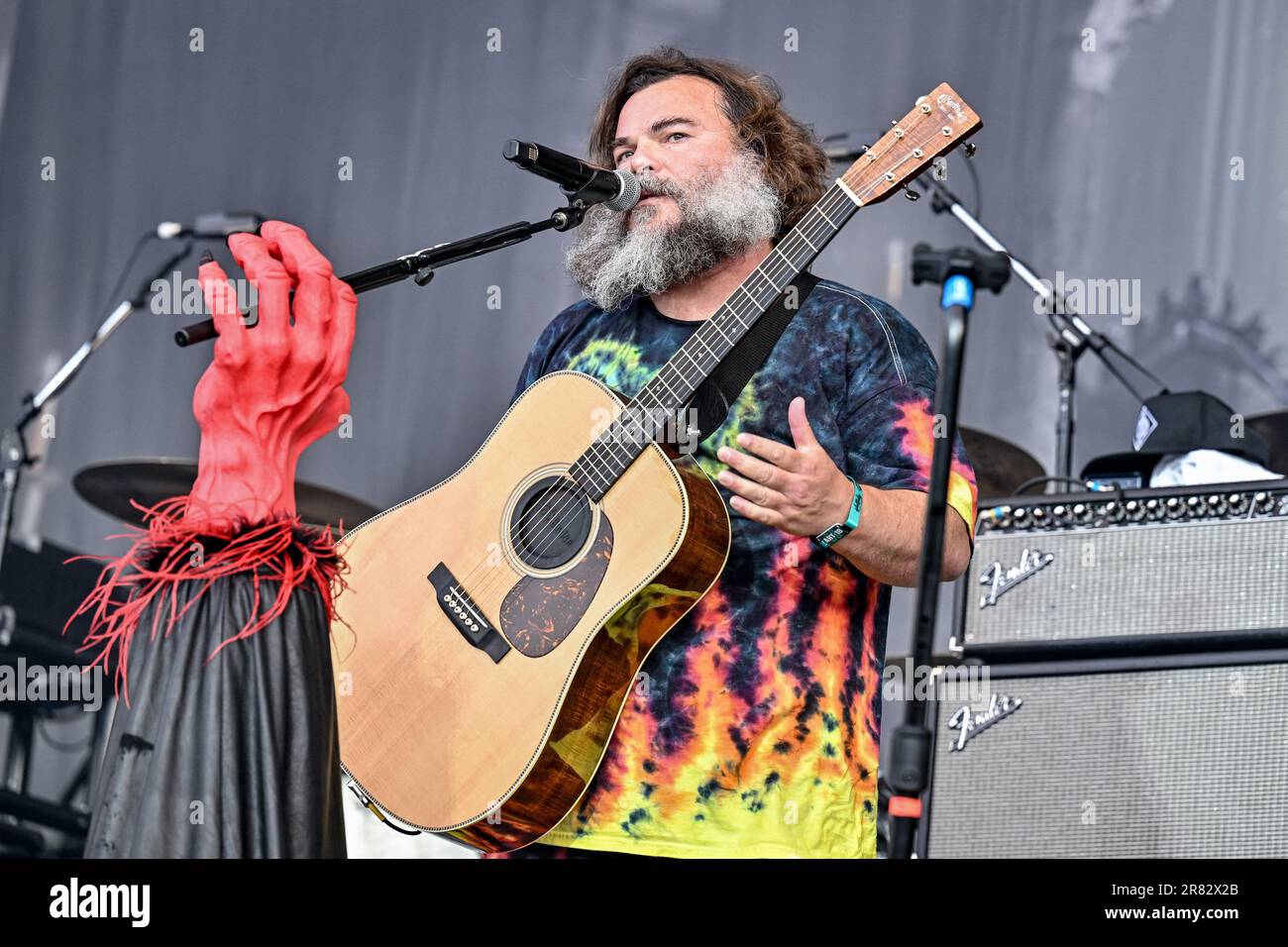 Clisson, France. 18th June, 2023. Jack Black with Tenacious D performing  live on stage during Hellfest Open Air Festival in Clisson, France on June  18, 2023. Photo by Julien Reynaud/APS-Medias/ABACAPRESS.COM Credit: Abaca