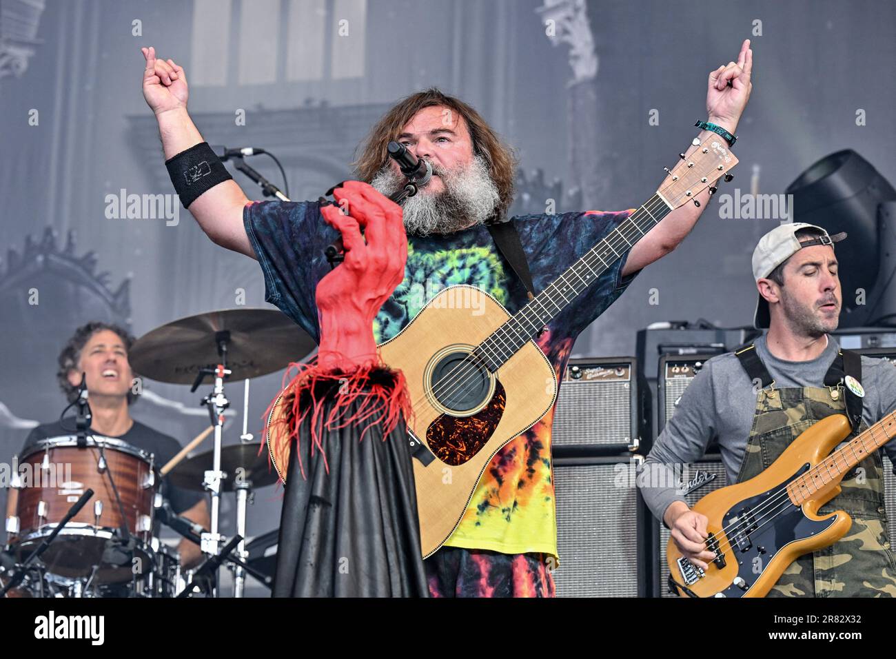 Clisson, France. 18th June, 2023. Jack Black with Tenacious D performing  live on stage during Hellfest Open Air Festival in Clisson, France on June  18, 2023. Photo by Julien Reynaud/APS-Medias/ABACAPRESS.COM Credit: Abaca