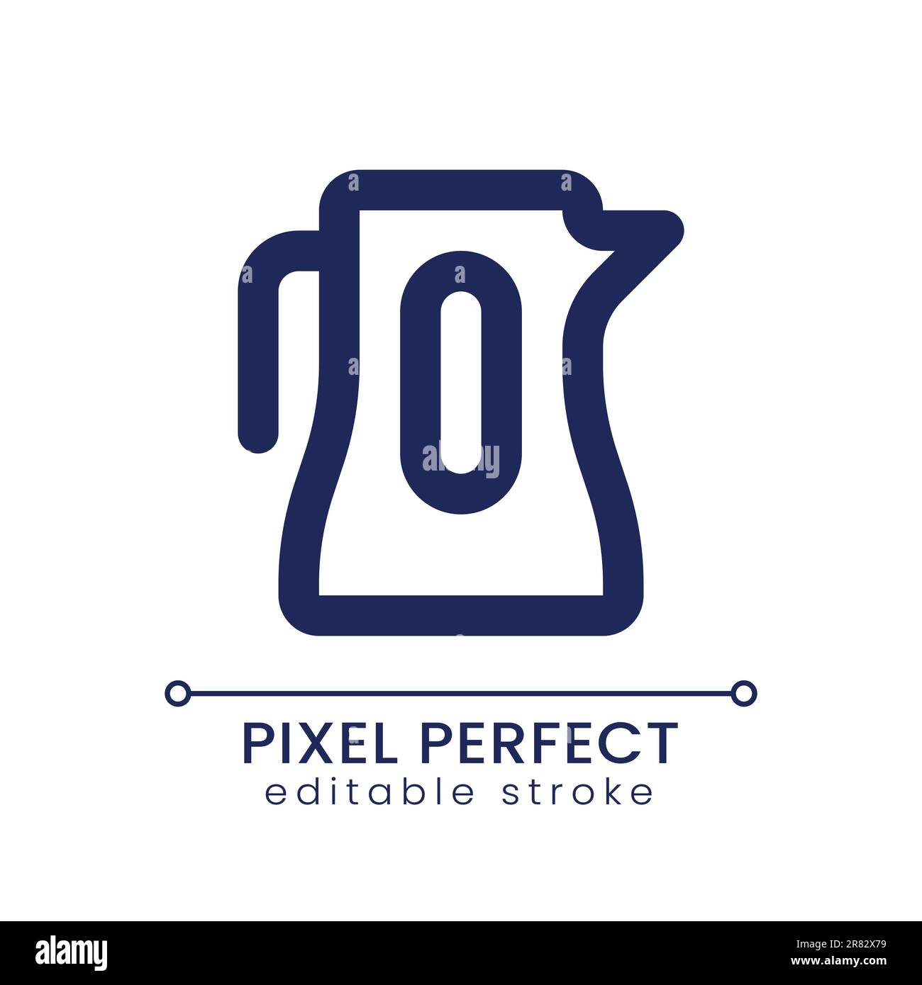 Electric kettle pixel perfect linear ui icon Stock Vector