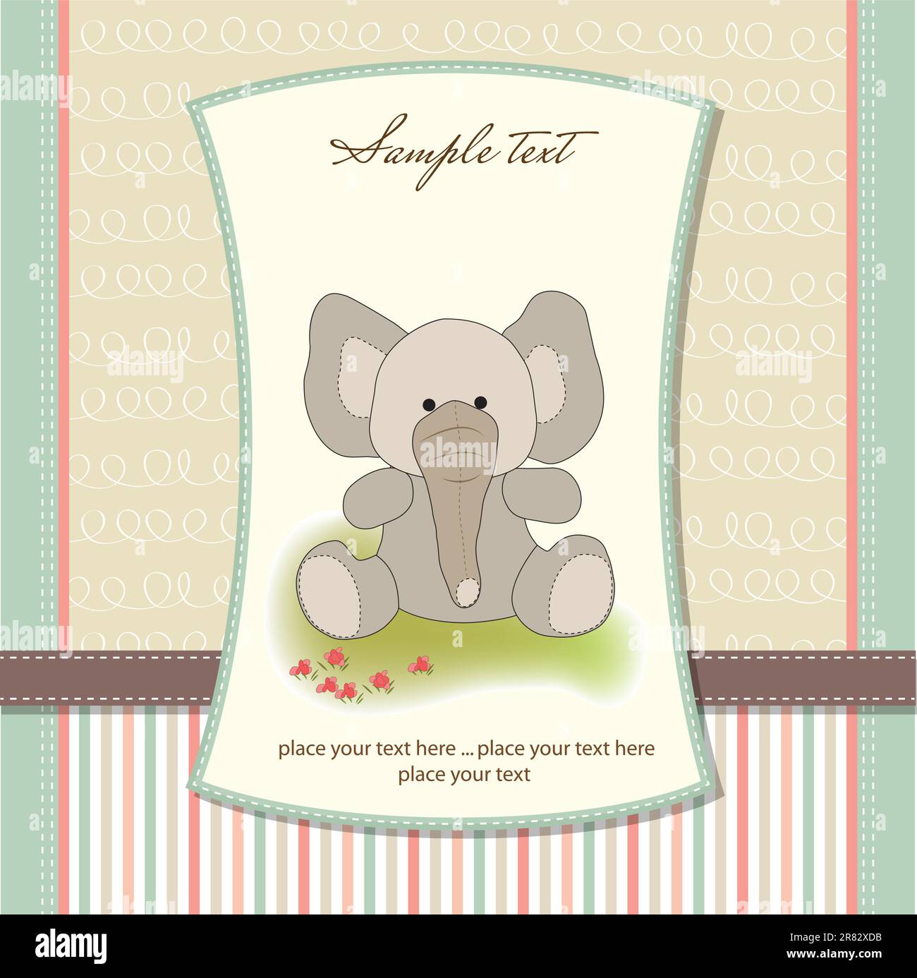 delicate greeting card with elephant Stock Vector