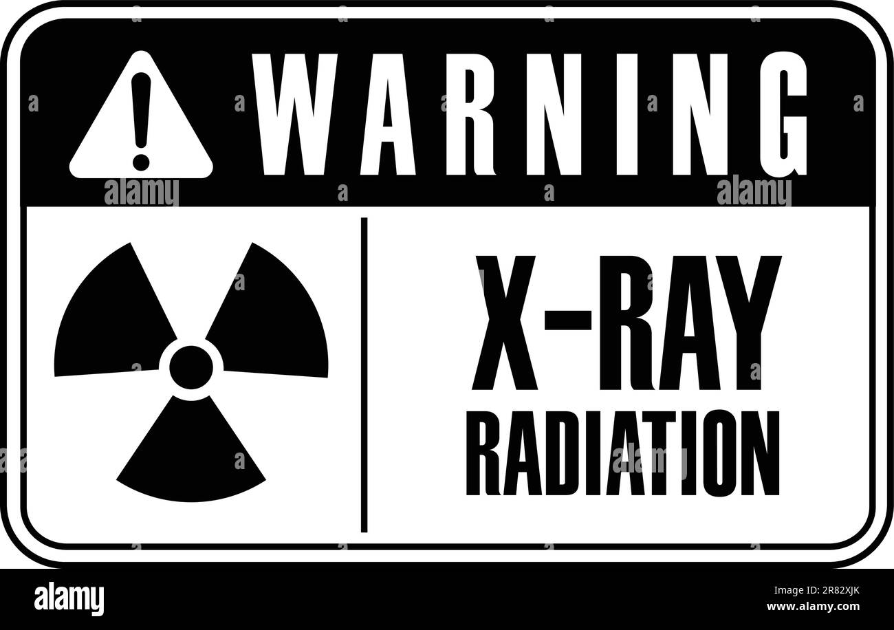 Black and white nuclear warning signage flat single vector illustration Stock Vector
