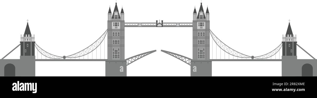 London Tower Bridge Illustration Isolated on White Background Stock Vector