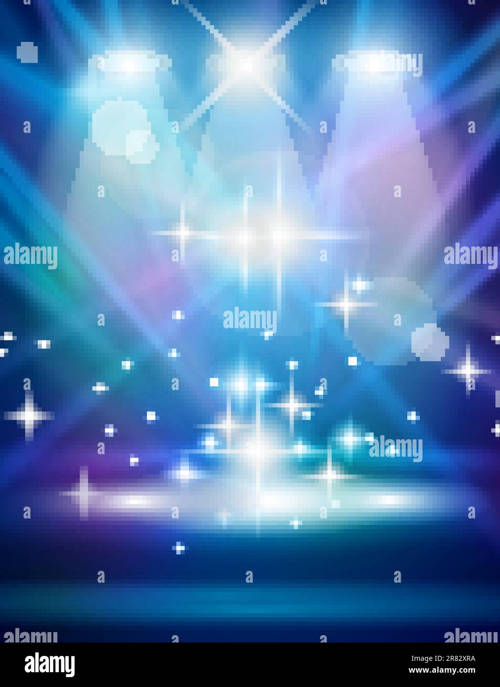 Magic Spotlights with Blue rays and glowing effect for people or product advertising. Every lights and shadows are transparent. Stock Vector