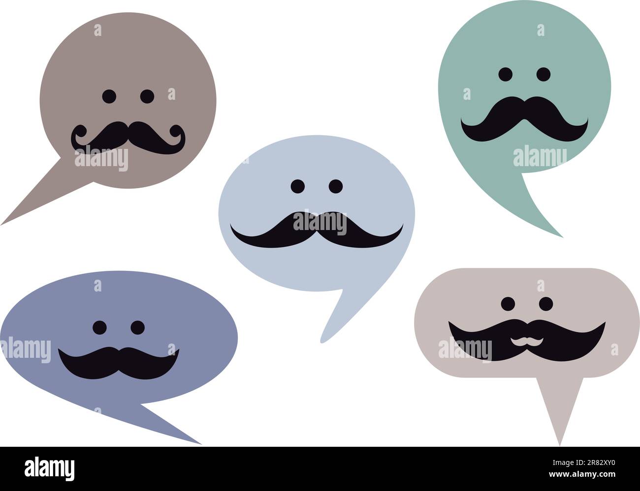speech bubble faces with moustache, set of vector design elements Stock Vector