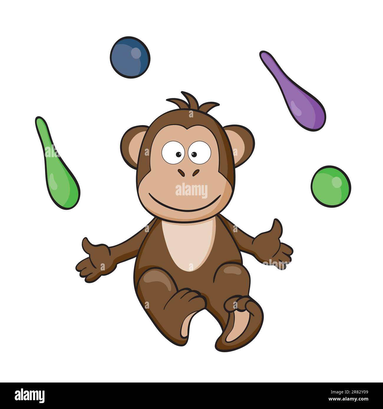 Vector illustration of cute cartoon monkey with balls Stock Vector