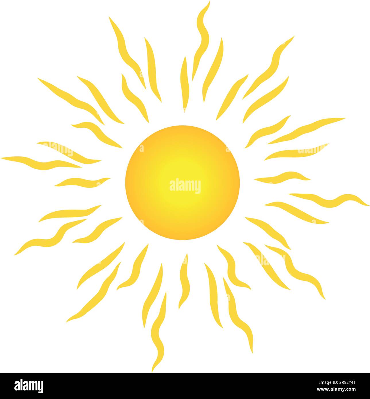 Stylish sun with rays isolated on white background. Vector illustration Stock Vector