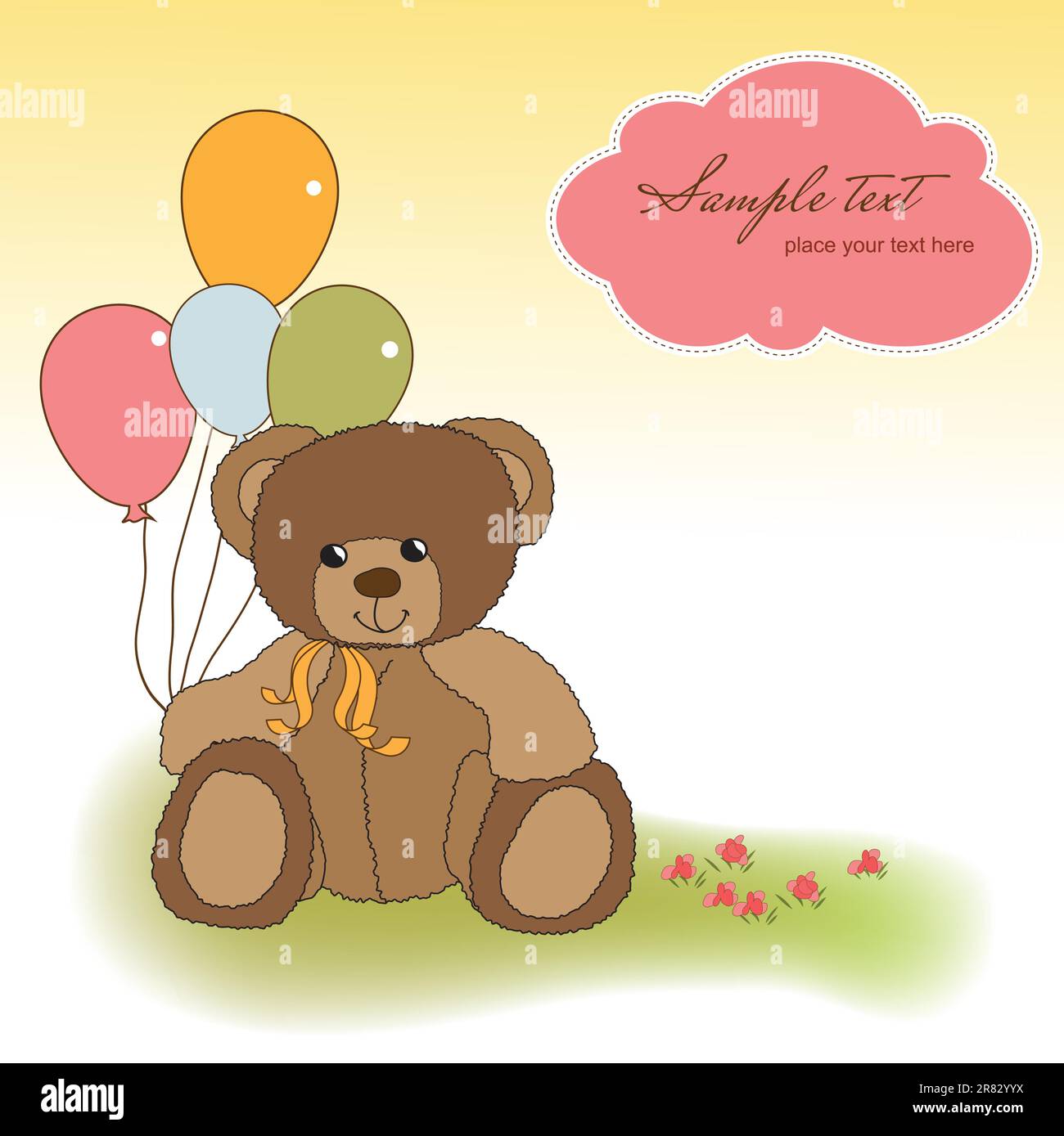 customizable greeting card with teddy bear Stock Vector Image & Art - Alamy