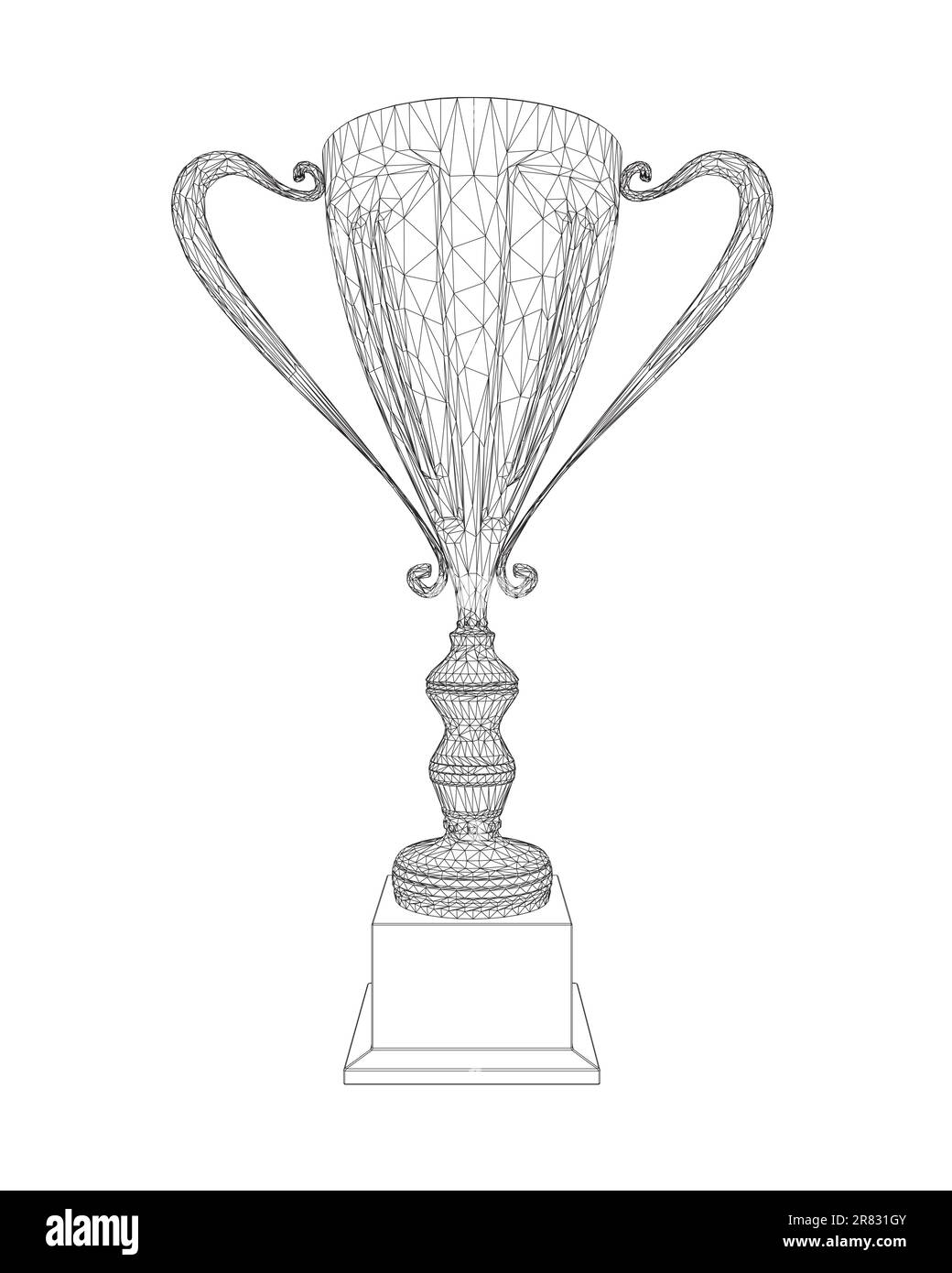 Wireframe Trophy cup. Winner's trophy icon vector is a symbol of