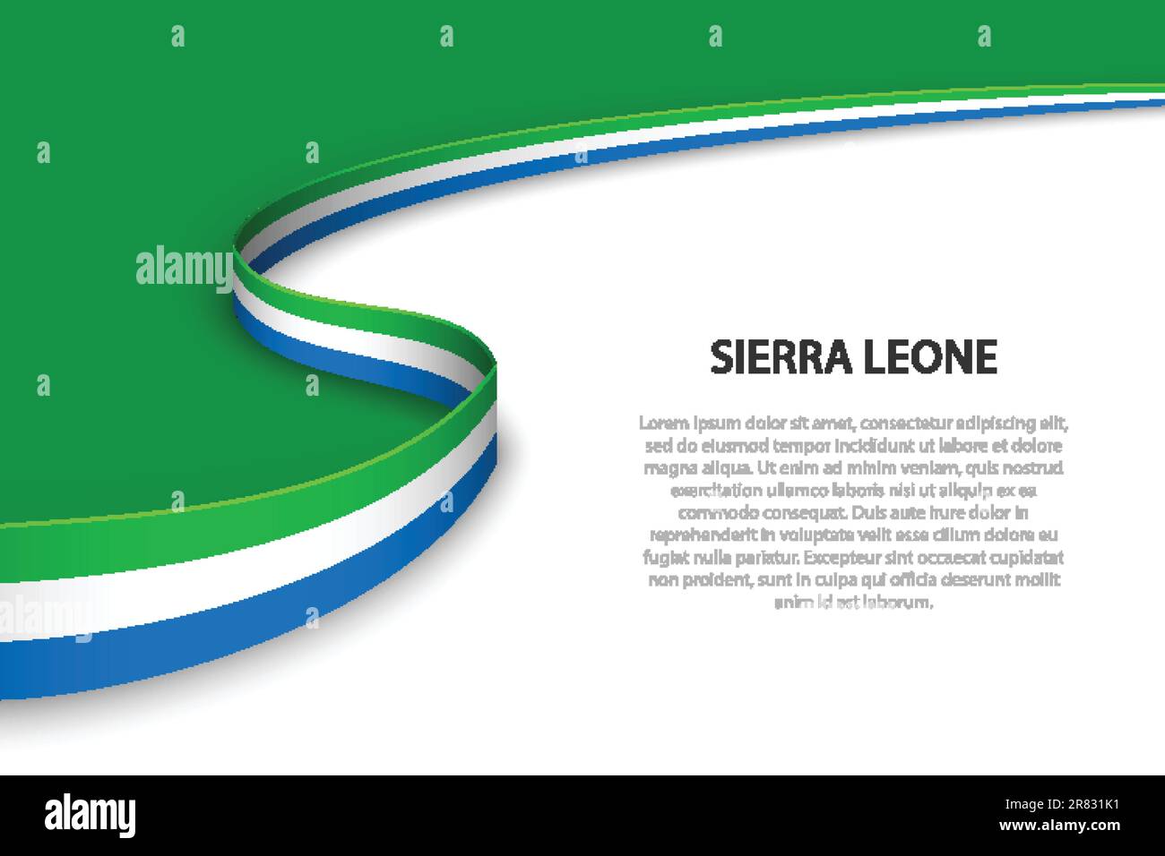 Wave flag of Sierra Leone with copyspace background. Banner or ribbon ...