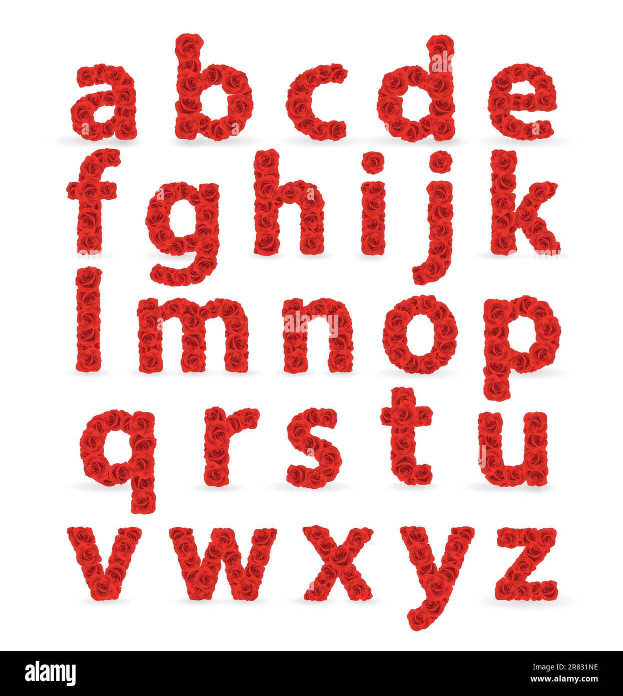Red Roses font abc lowercase letters. Check my portfolio for roses