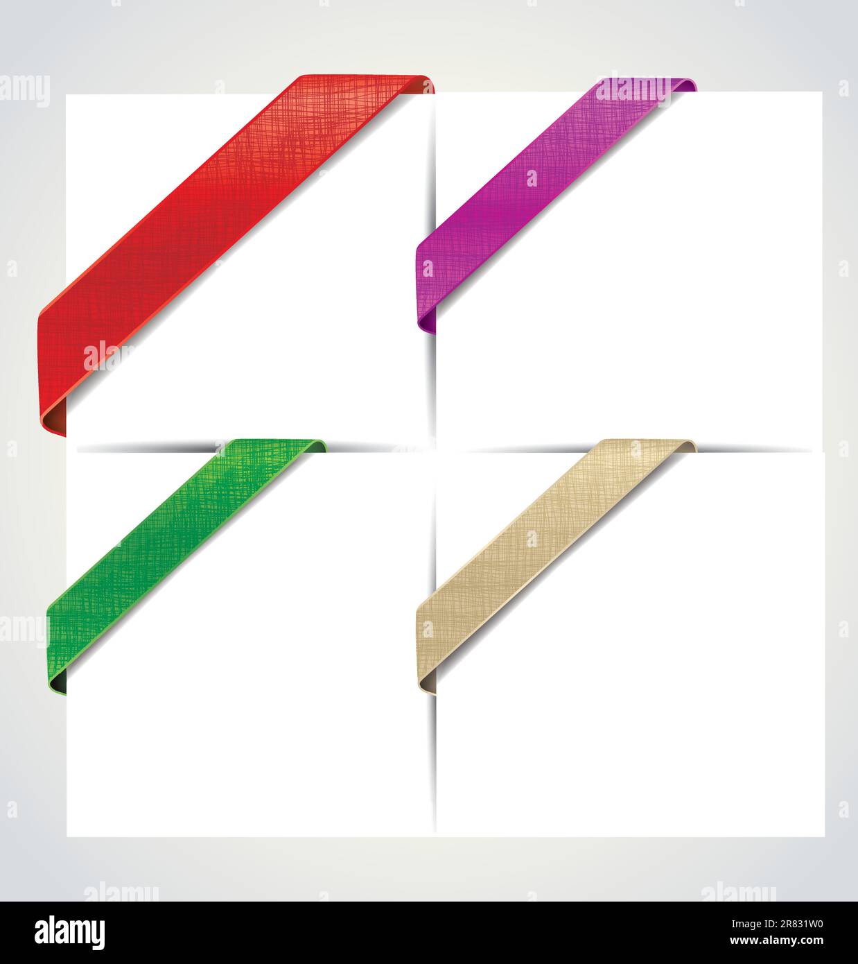 the corner colored ribbons on a white background Stock Vector Image ...