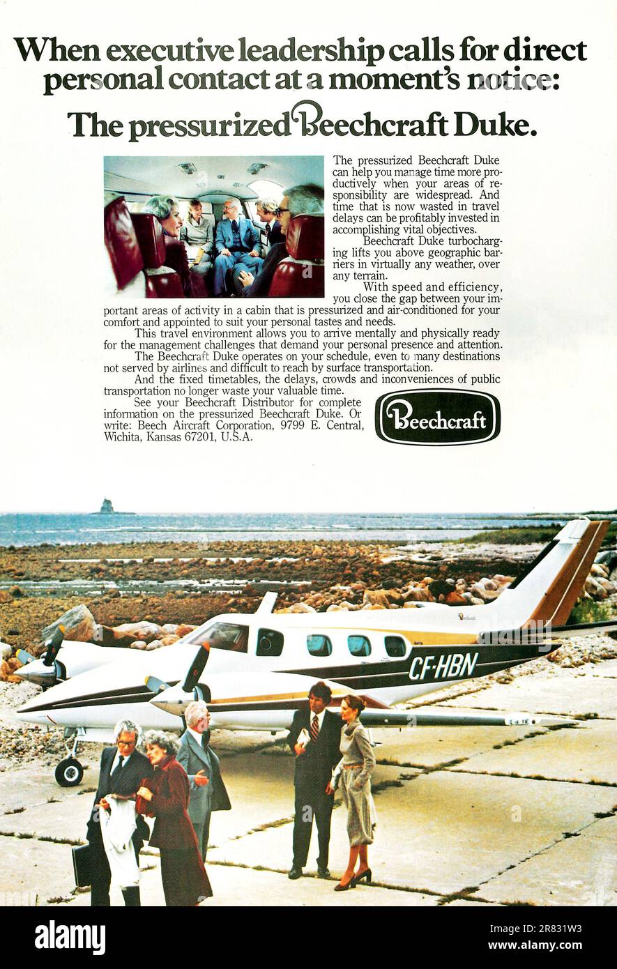 Beechcraft Duke private jet advert in a magazine 1979 Stock Photo